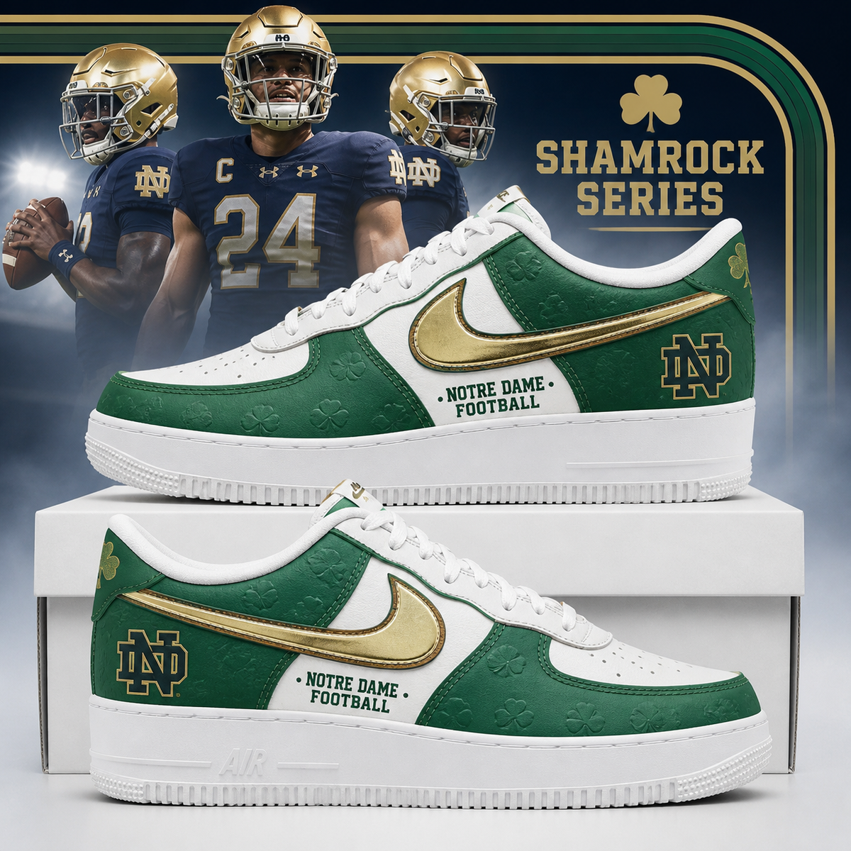 Notre Dame Fighting Irish Football Leprechaun Limited Edition AF1 Sneaker