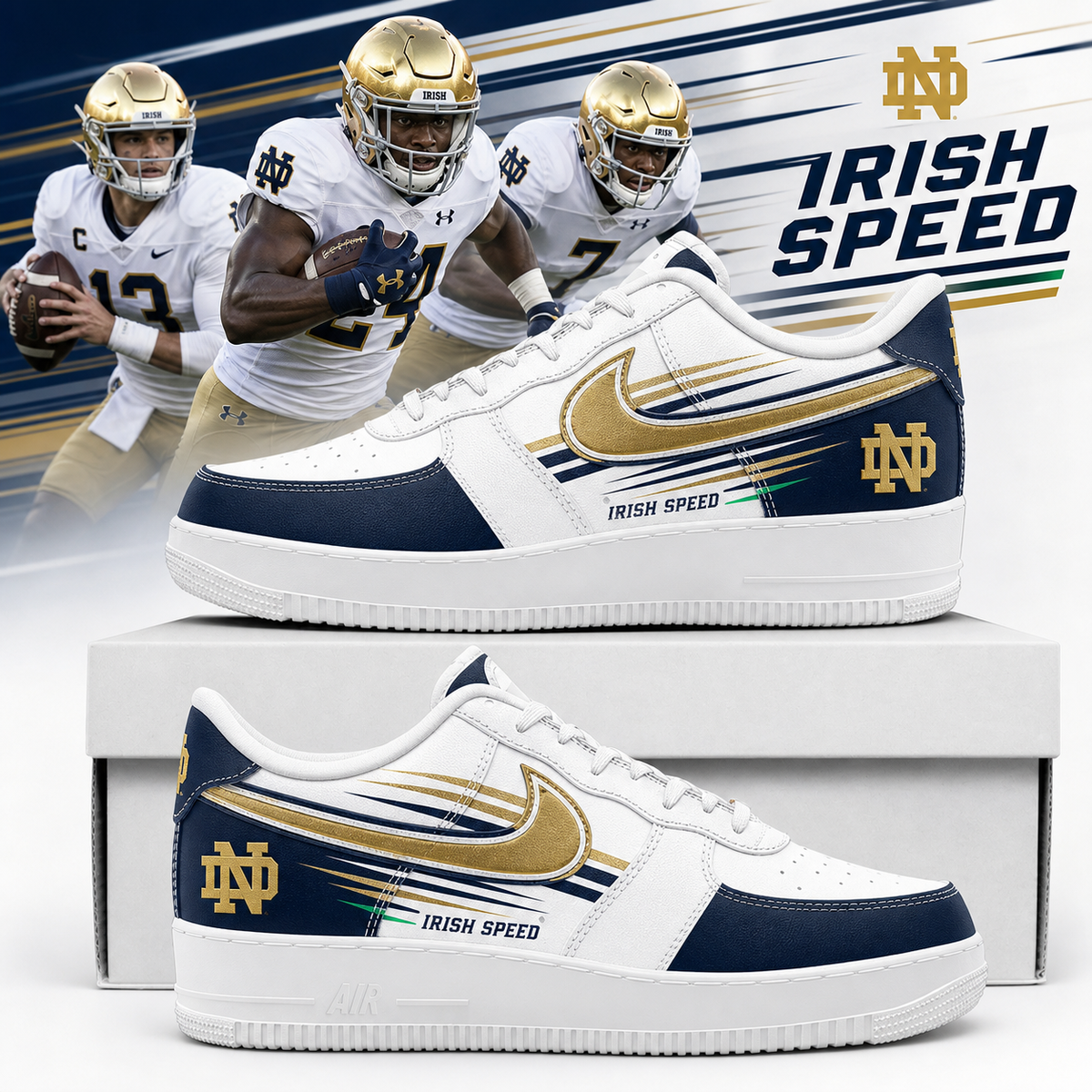 Notre Dame Fighting Irish Football Leprechaun Limited Edition AF1 Sneaker