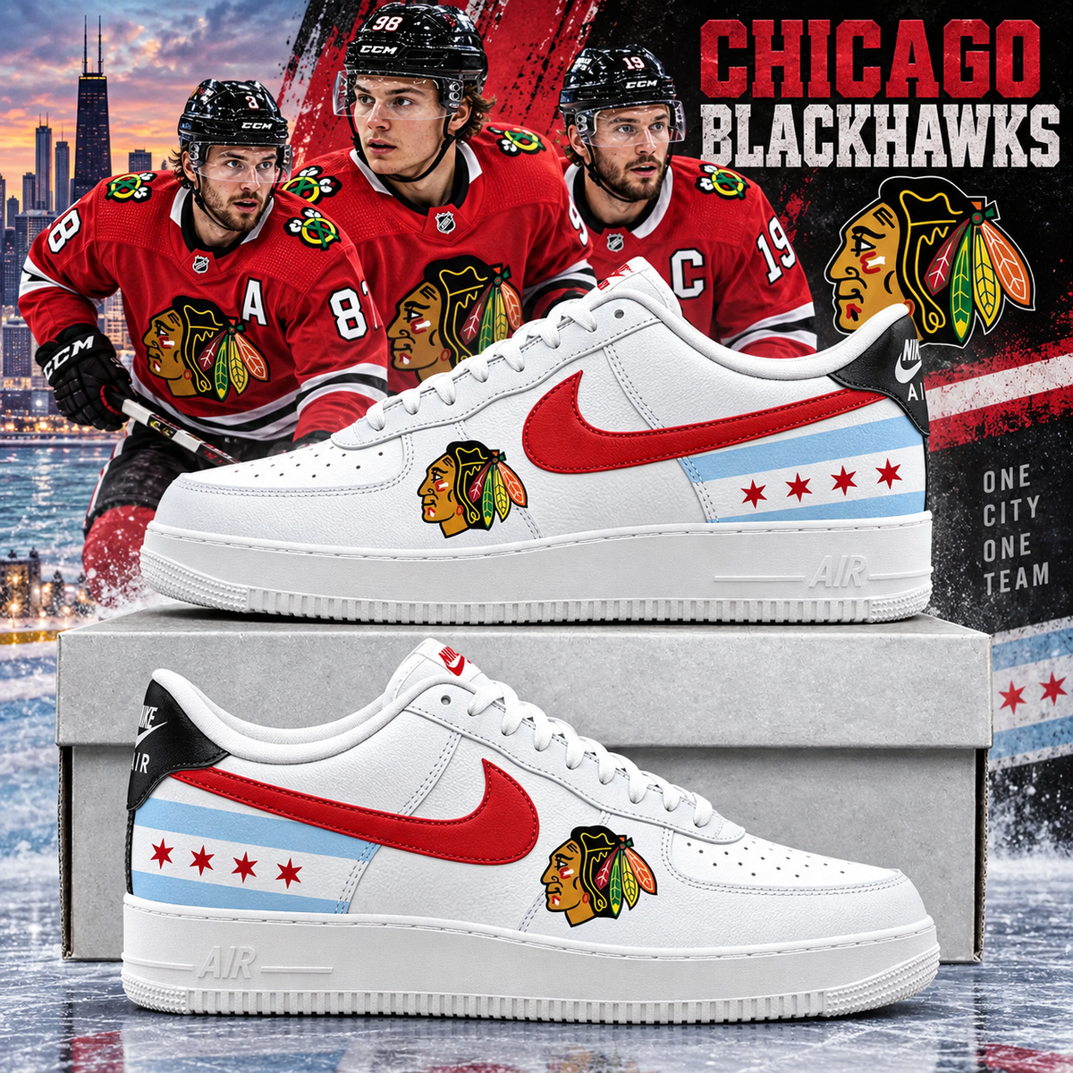 Chicago Blackhawks 2026 Limited Edition Air Force One Sneakers