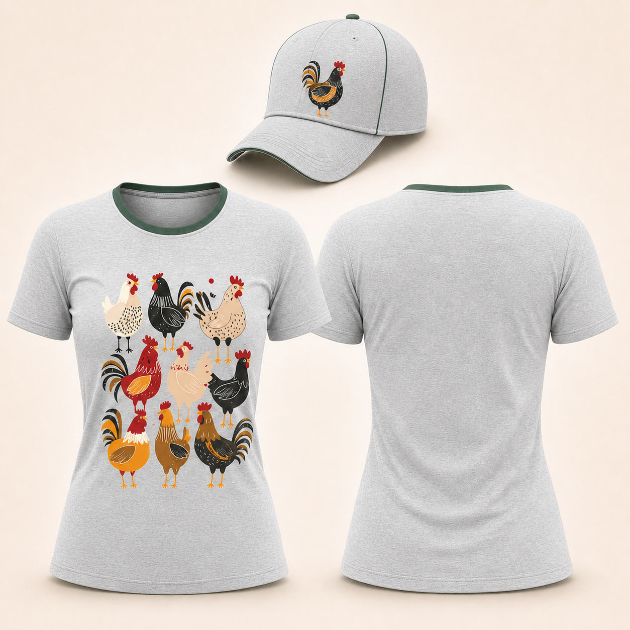 Colorful Chicken Shirt for Women – Farm Rooster - Tshirt