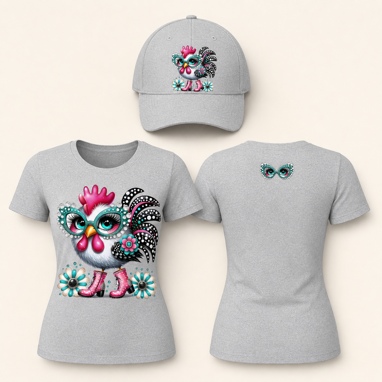 Glamorous Chicken With Jeweled Glasses Women’s Tshirt