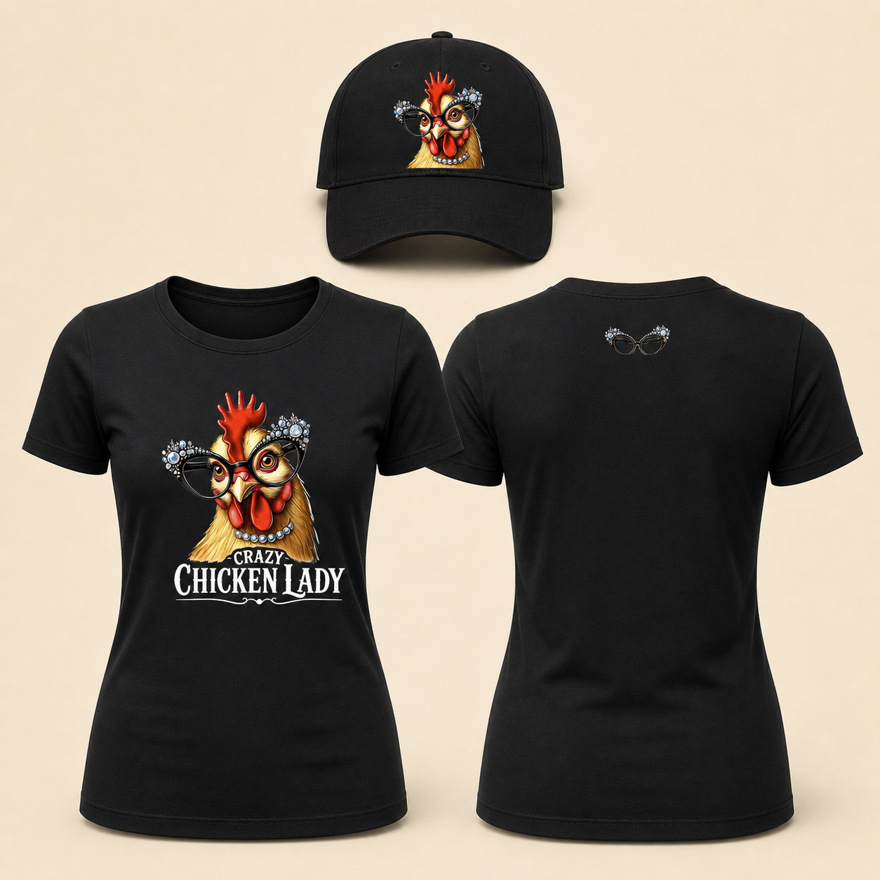 Women’s Crazy Chicken Lady Graphic T-Shirt
