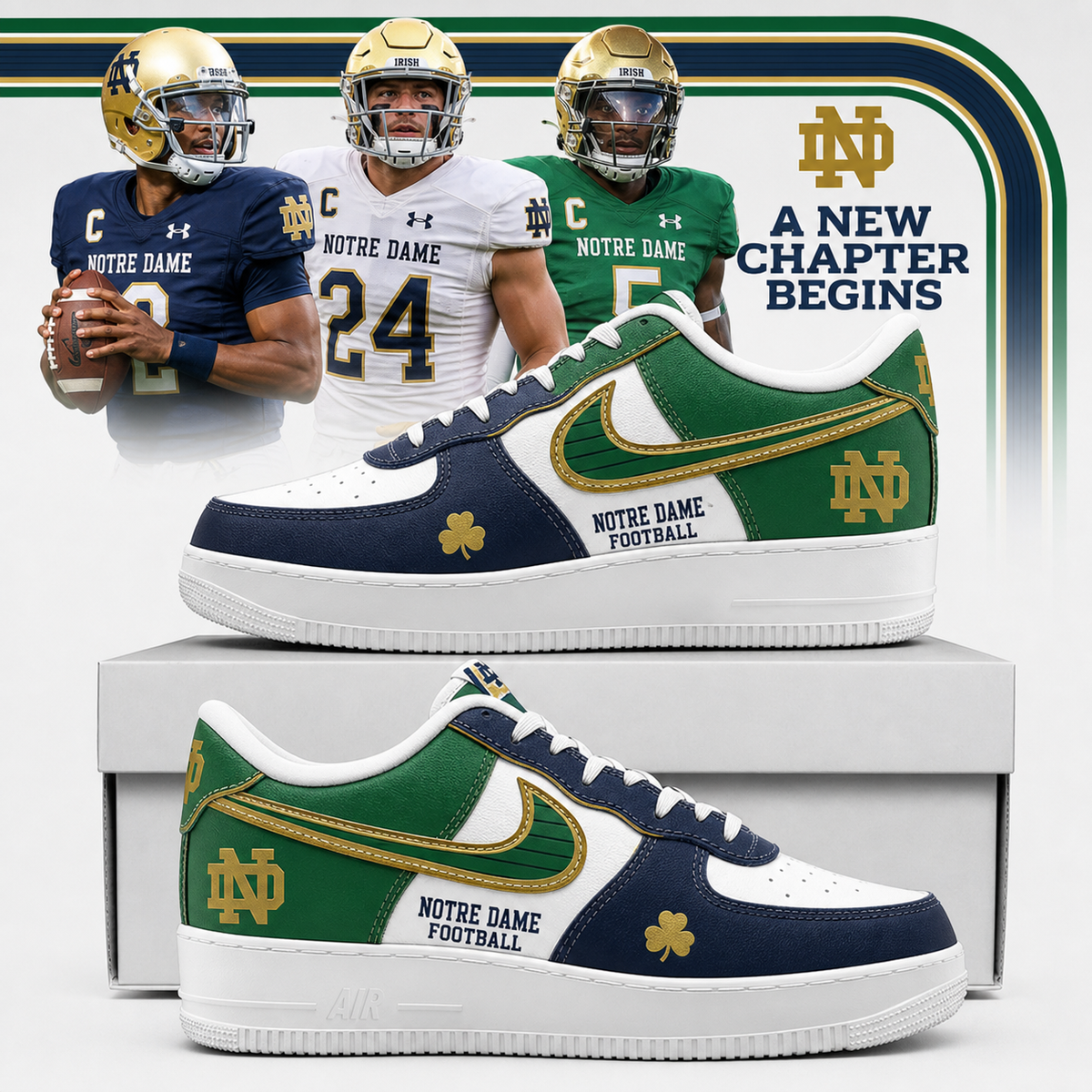 Notre Dame Fighting Irish Football Leprechaun Limited Edition AF1 Sneaker