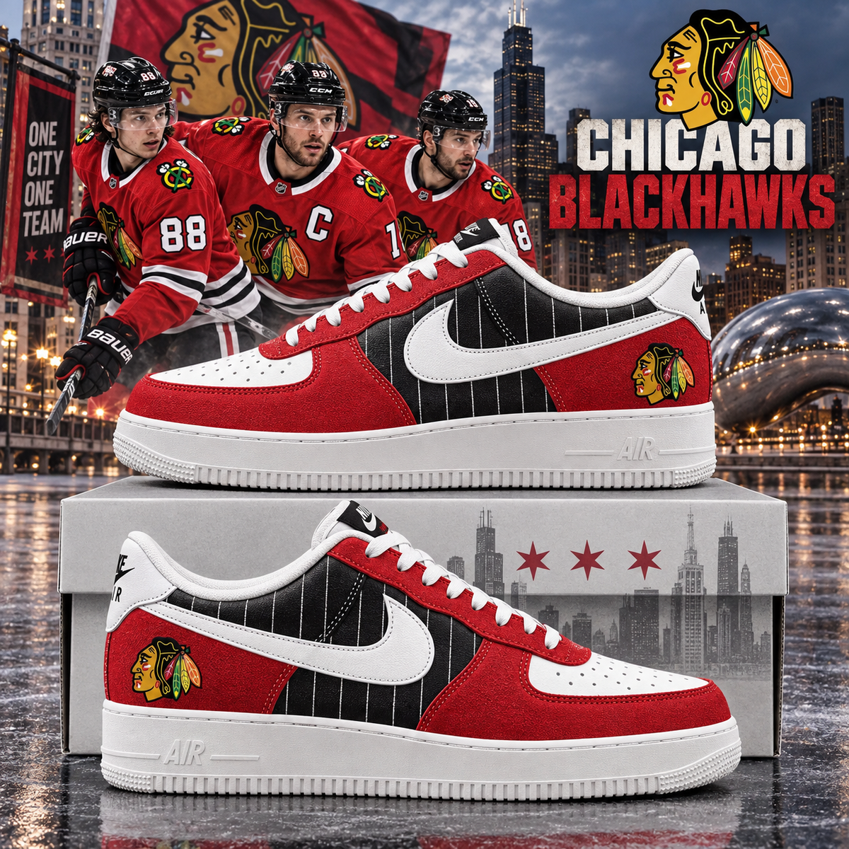 Chicago Blackhawks 2026 Limited Edition Air Force One Sneakers