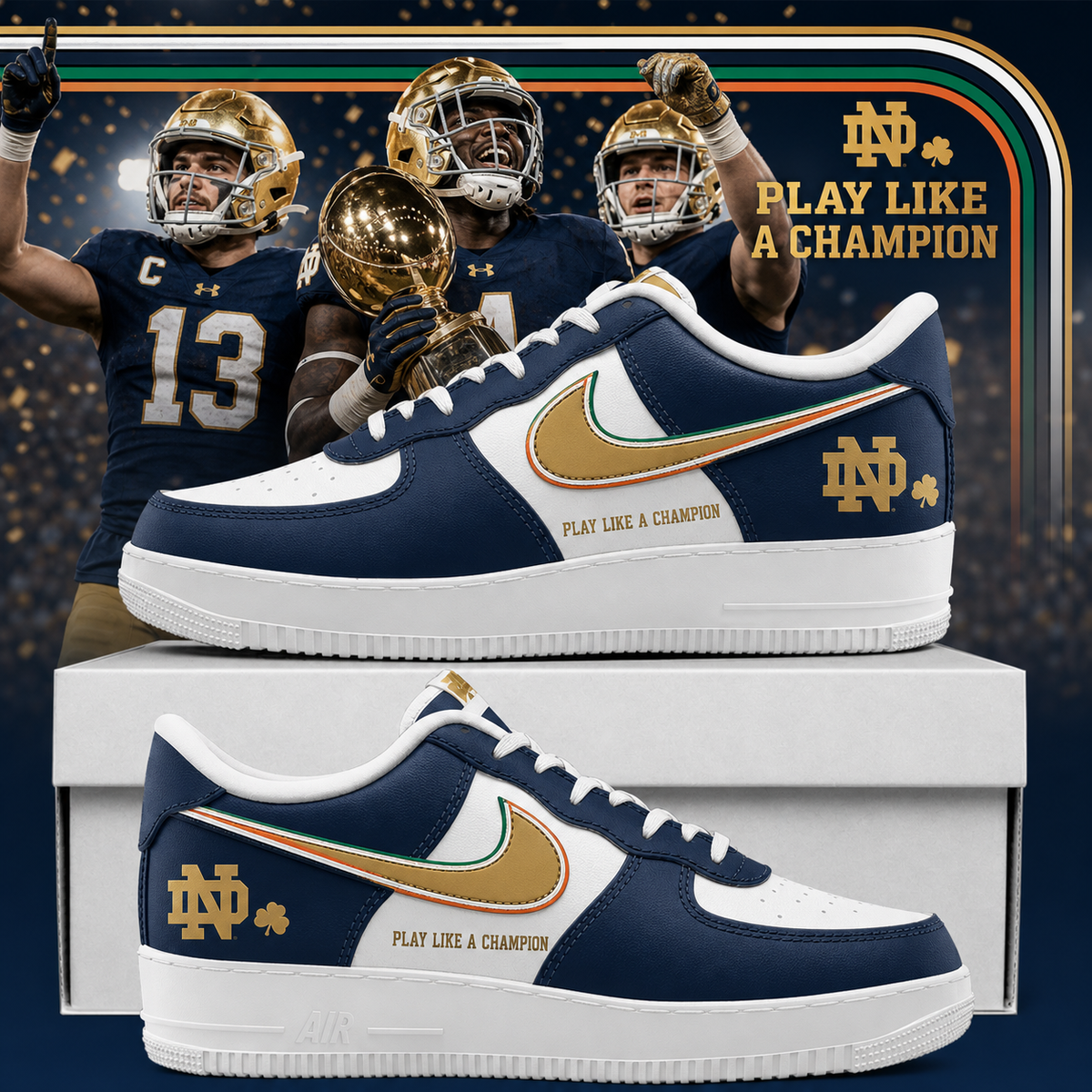 Notre Dame Fighting Irish Football Leprechaun Limited Edition AF1 Sneaker