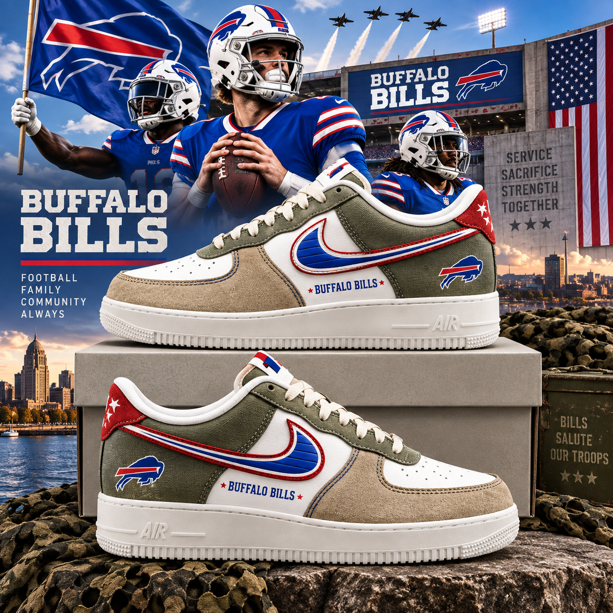 Buffalo Bills 2026 Limited Edition Air Force One Sneakers