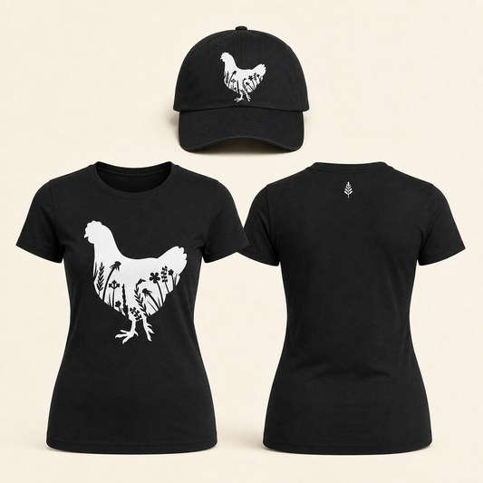 Women’s Botanical Chicken Silhouette Graphic T-Shirt