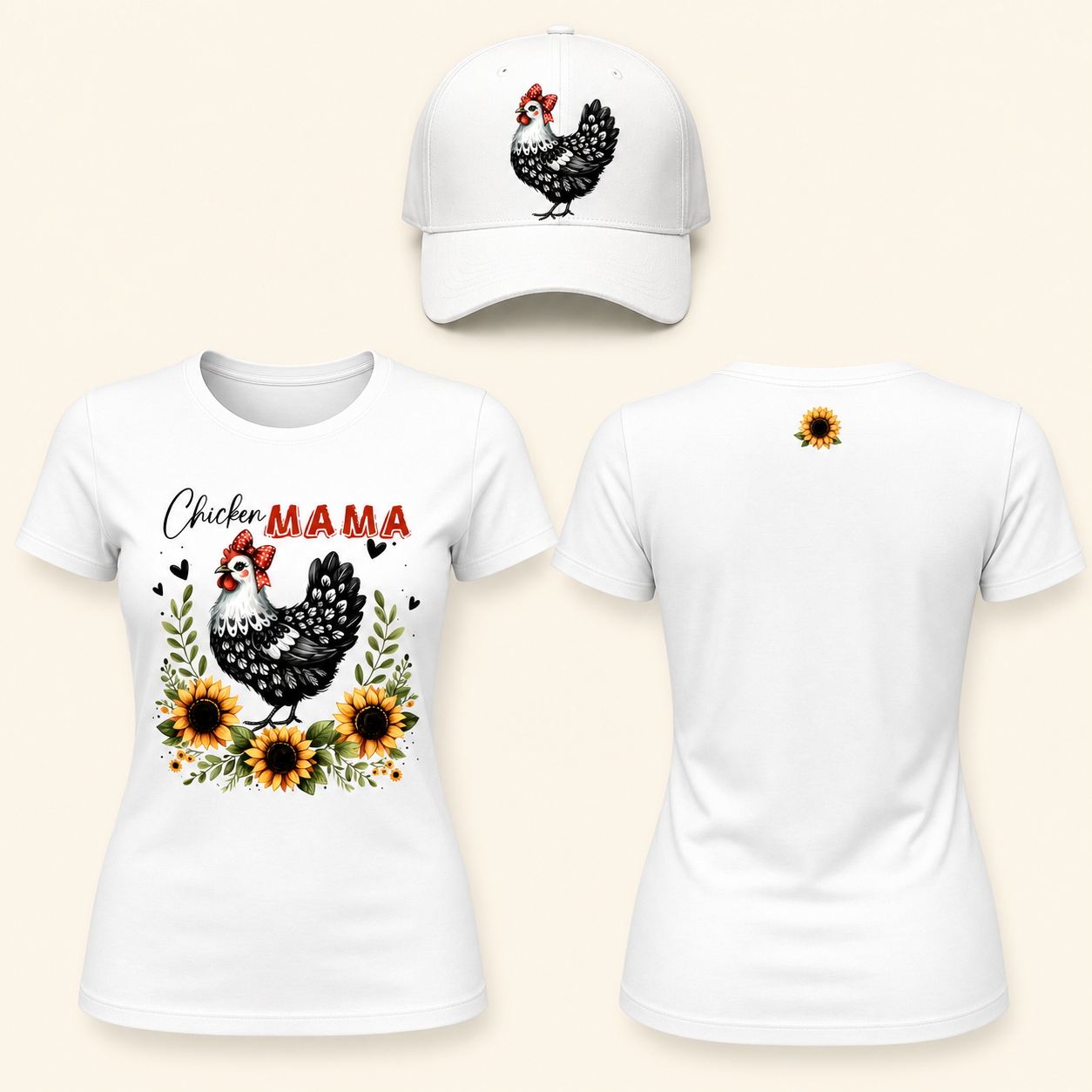 Women’s Chicken Mama Sunflower Graphic T-Shirt