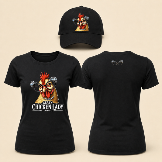 Women’s Crazy Chicken Lady Graphic T-Shirt