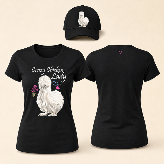Women’s Crazy Chicken Lady Silkie Graphic T-Shirt
