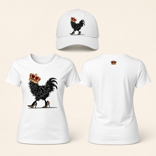Women’s Crowned Chicken in High Heels Graphic T-Shirt