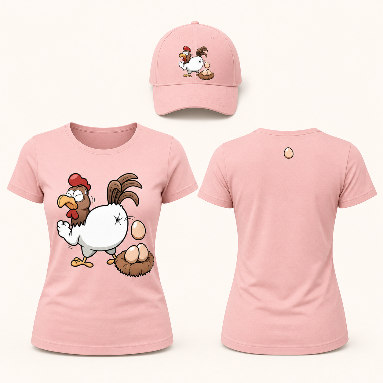 Women’s Funny Chicken Laying Eggs Graphic T-Shirt