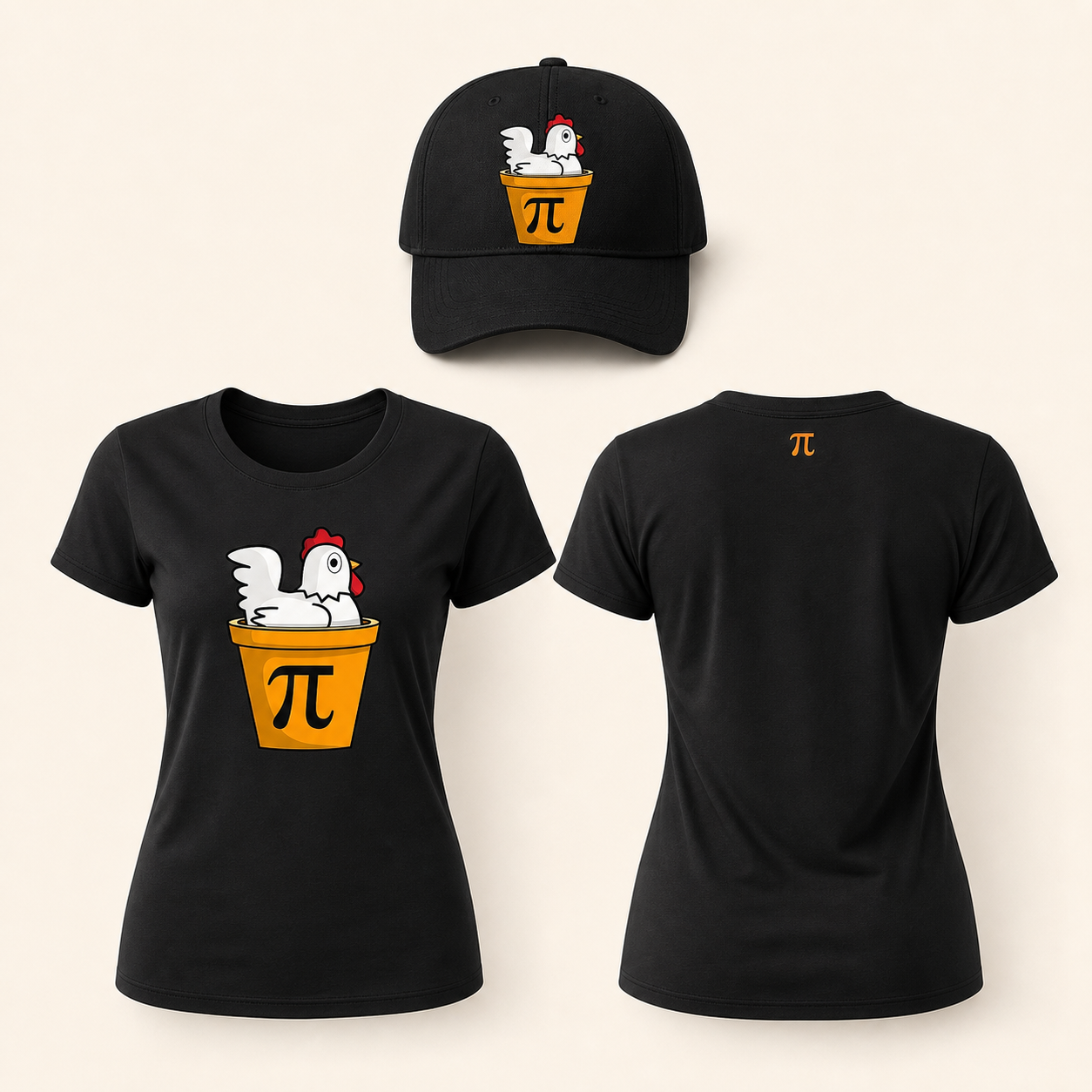 Women’s Funny Chicken Pot Pi Math Graphic T-Shirt
