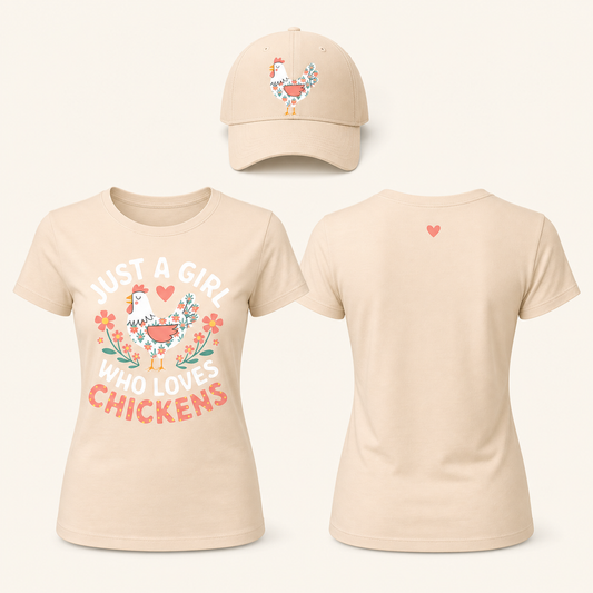 Women’s Just a Girl Who Loves Chickens Graphic T-Shirt