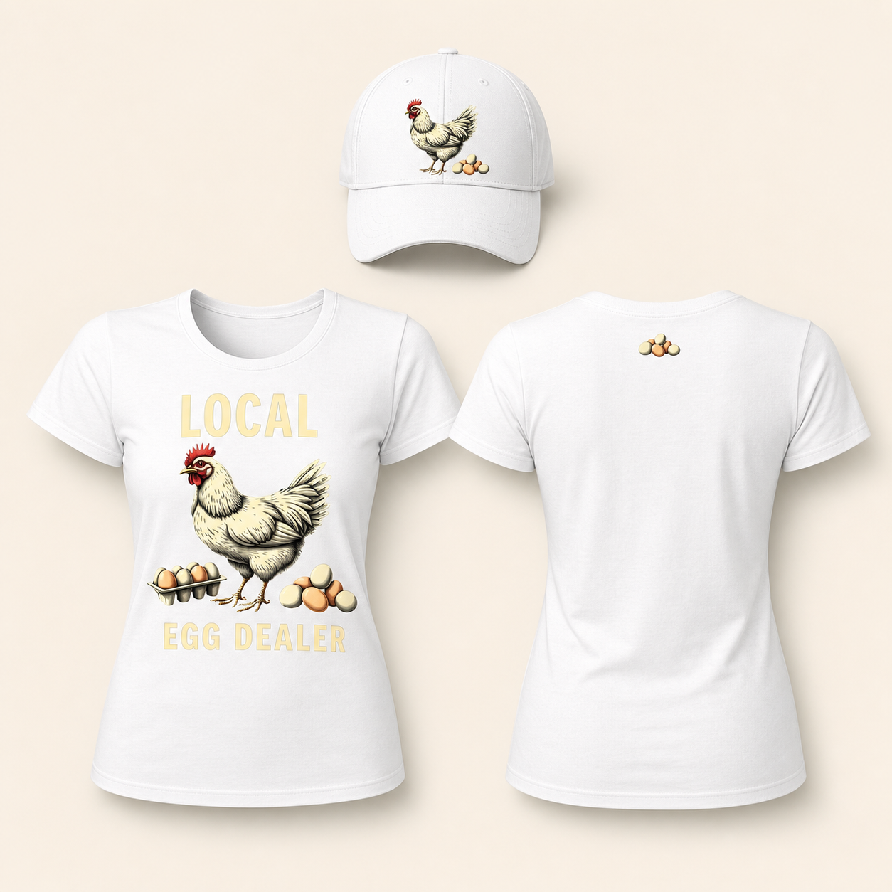 Women’s Local Egg Dealer Hen and Eggs Graphic T-Shirt