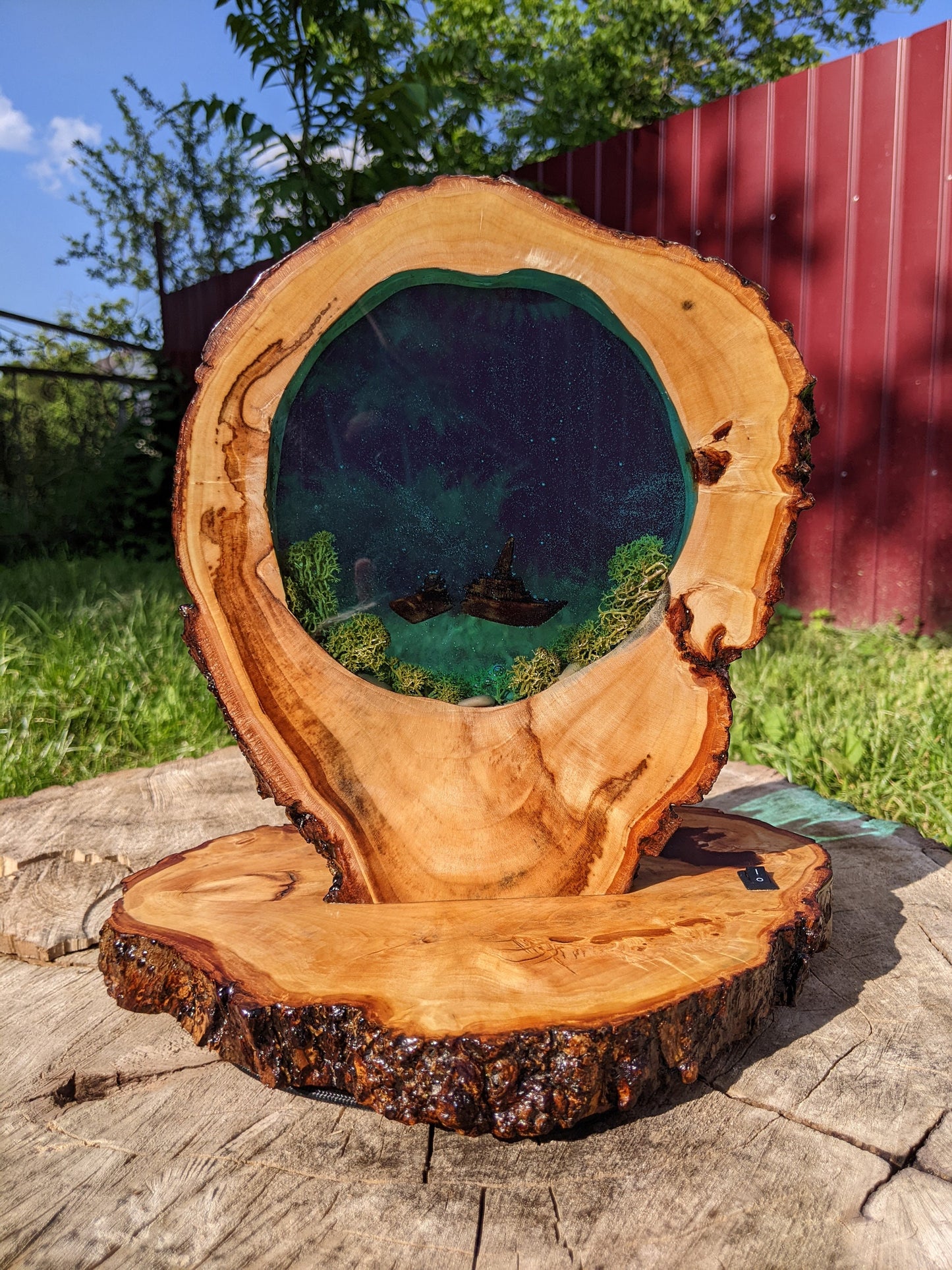Resin Pirate Ship Night Light: Handmade Epoxy Table Lamp
