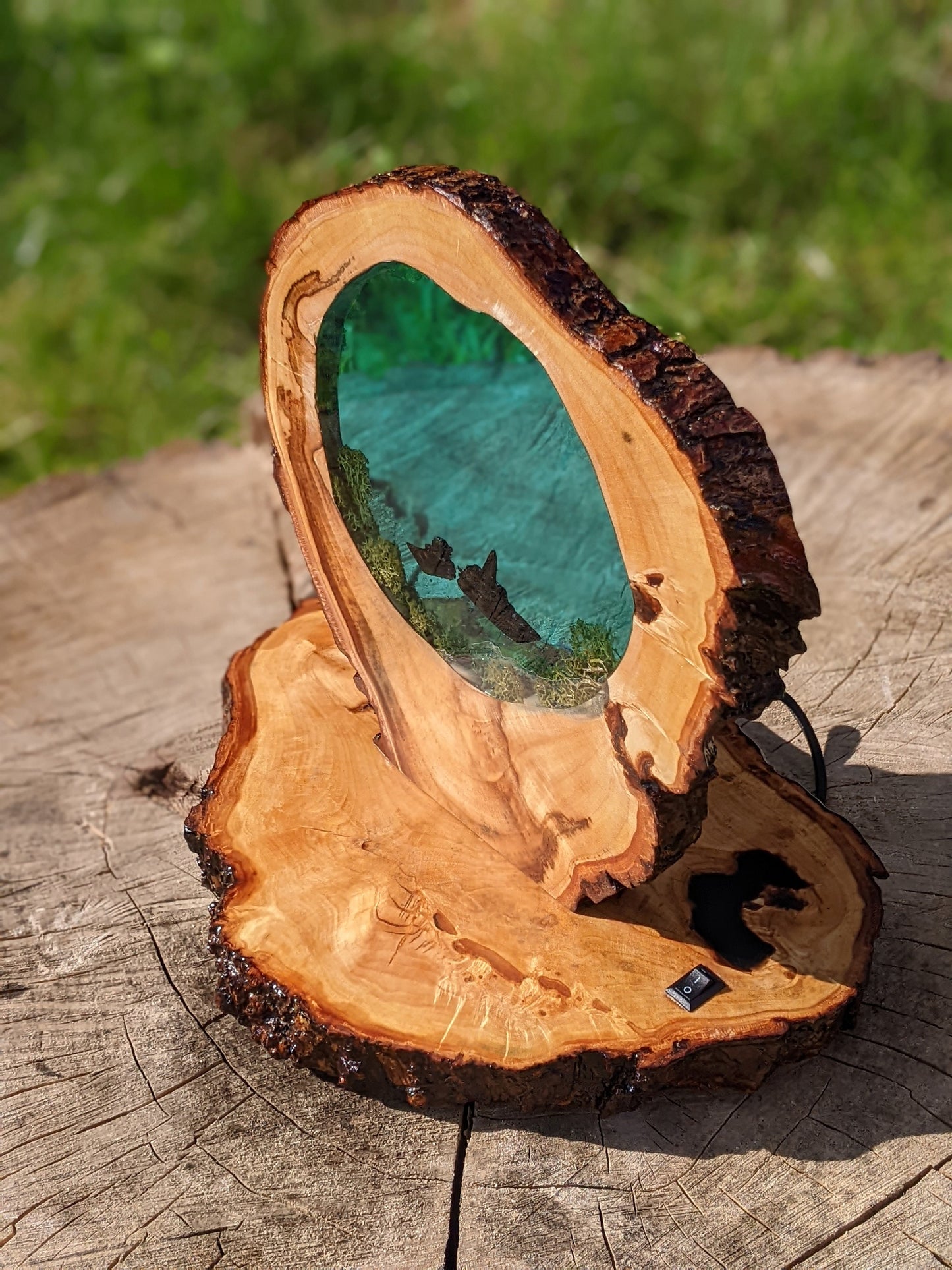 Resin Pirate Ship Night Light: Handmade Epoxy Table Lamp