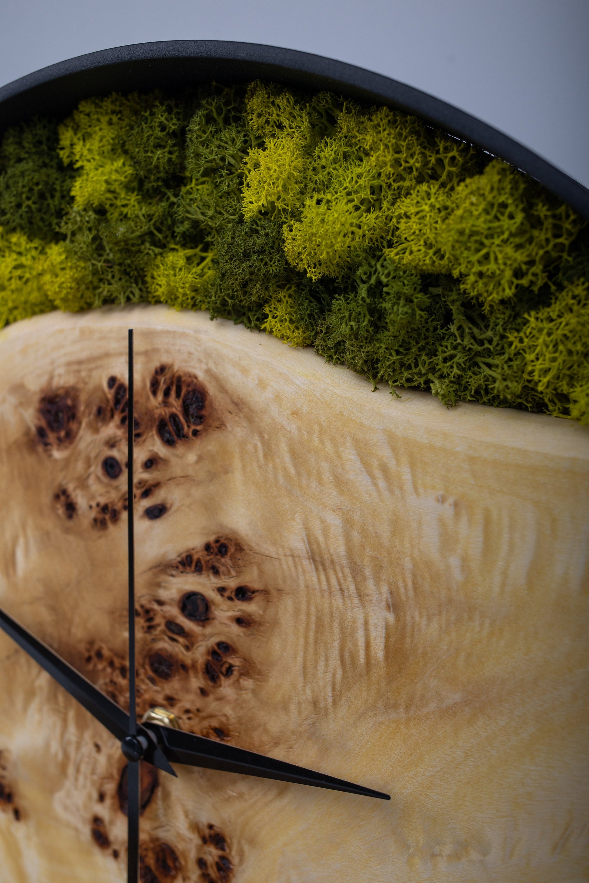 Handmade Wooden Wall Clock: Beach Wave Moss Decor (14")
