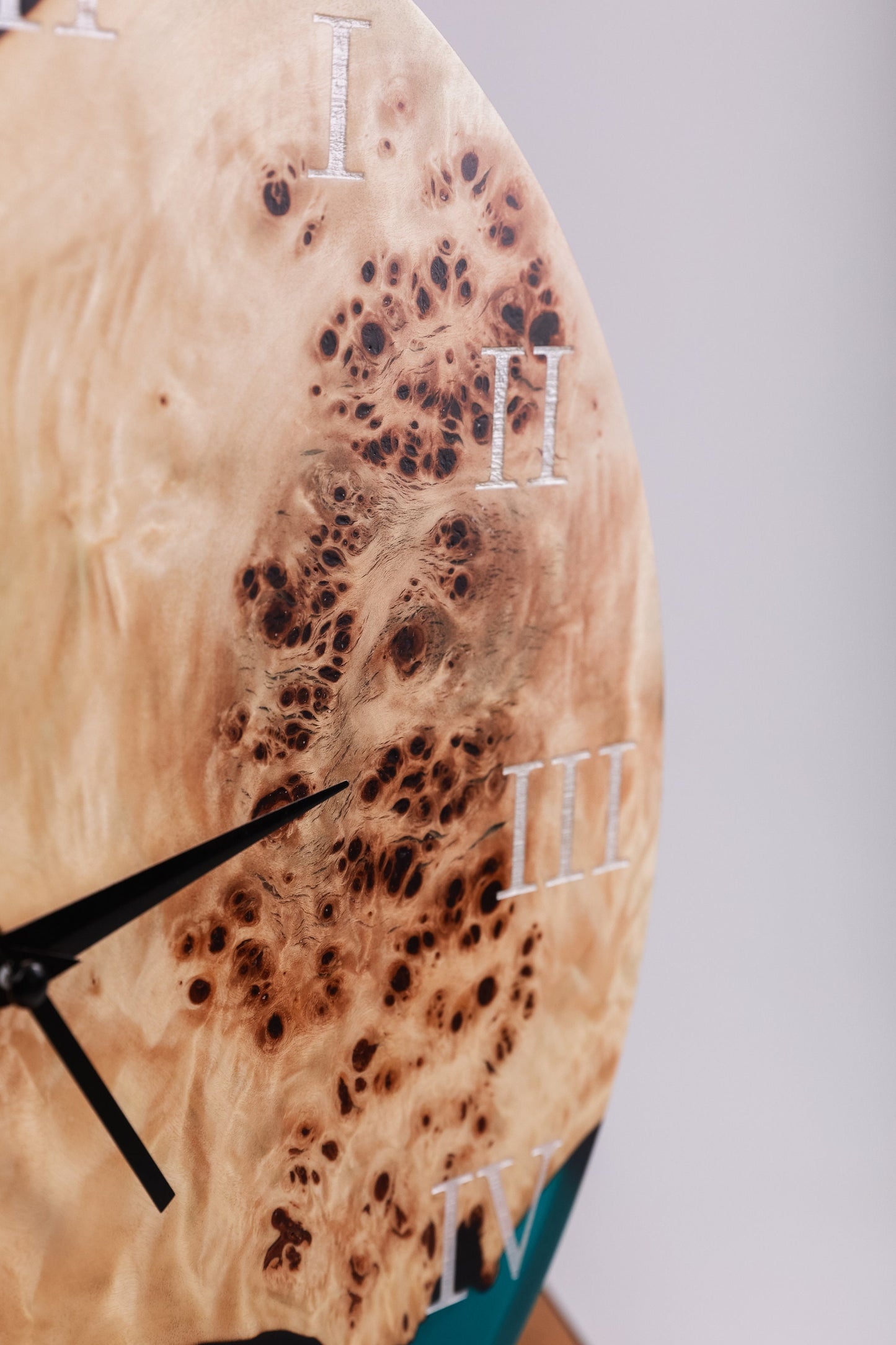 Handcrafted Blue Poplar Live Edge Wall Clock with Resin