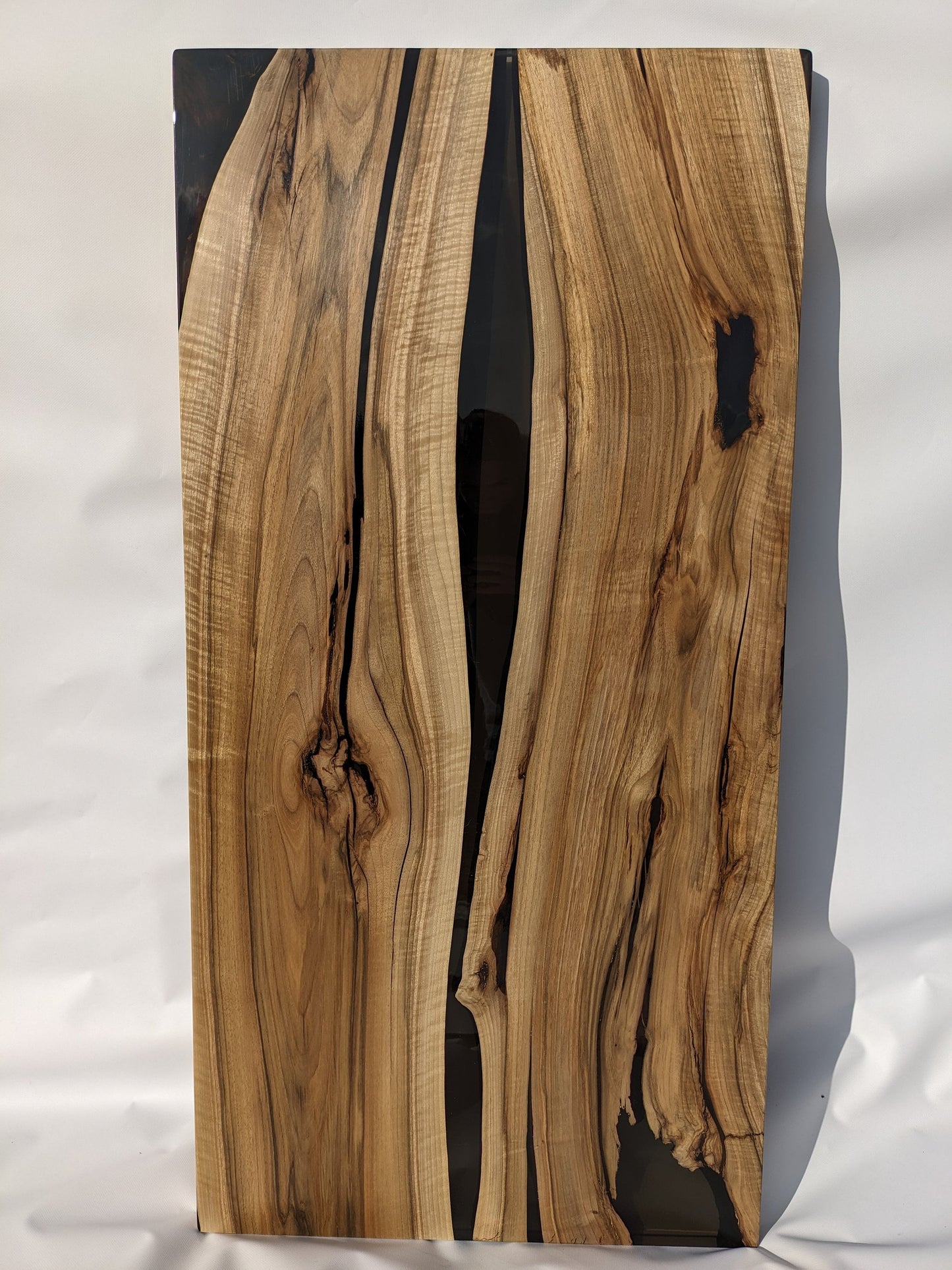 Walnut Wood Epoxy Dining Table: Black Resin River Table