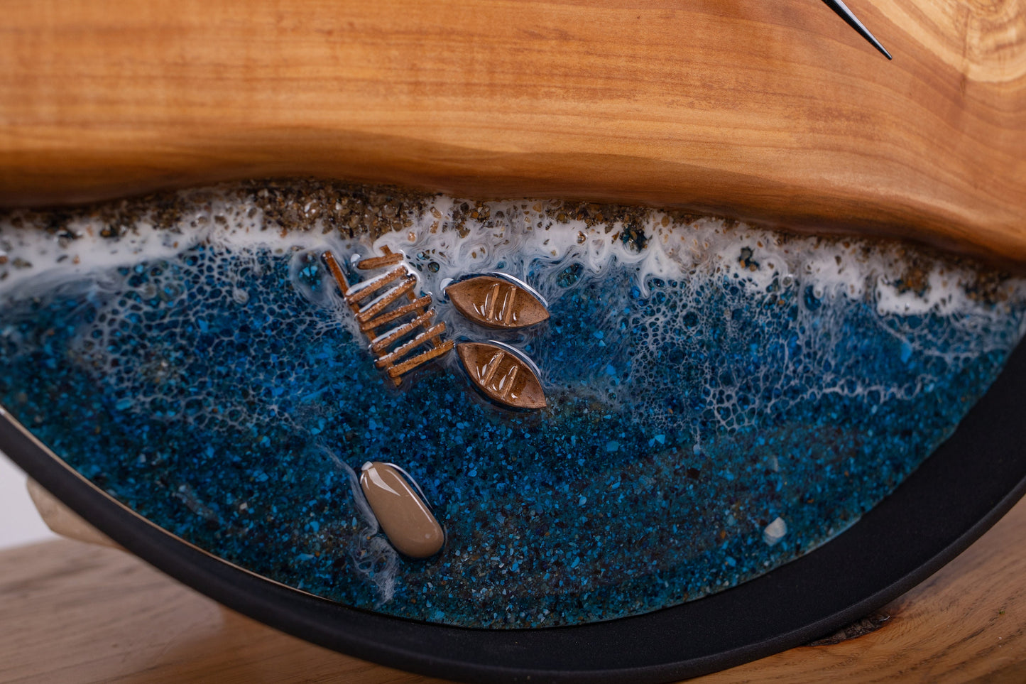Live Edge Wood Wall Clock: Epoxy Resin & Moss Decor
