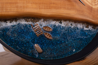 Live Edge Wood Wall Clock: Epoxy Resin & Moss Decor