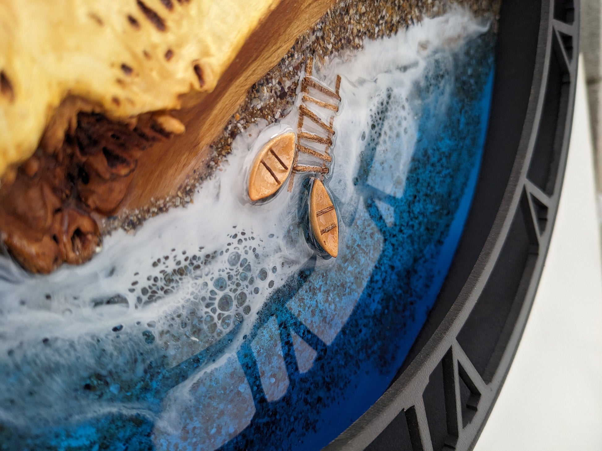 Epoxy Resin Ocean Clock: Moss & Wood Beach Wave Decor