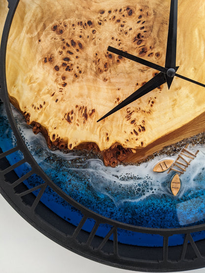 Epoxy Resin Ocean Clock: Moss & Wood Beach Wave Decor