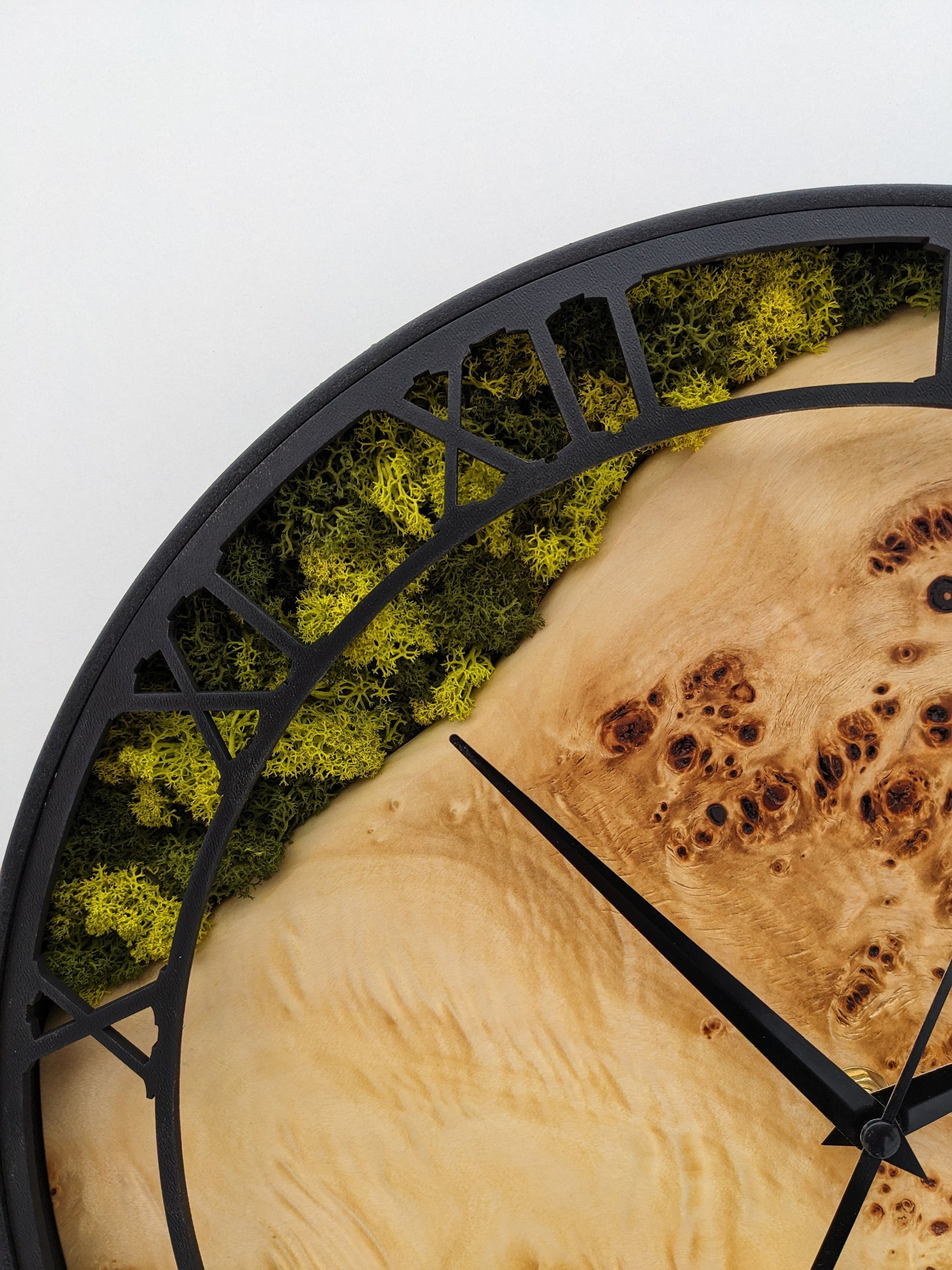 Epoxy Resin Ocean Wall Clock: Wood & Moss Decor (14")