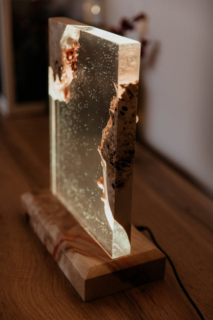 Handmade Epoxy Resin Wood Night Light: RGB Remote Control