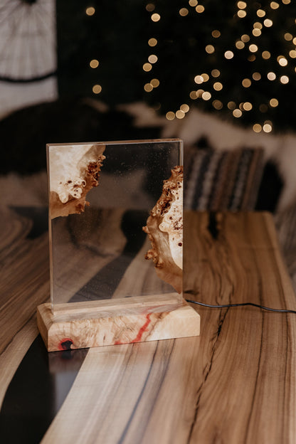 Handmade Epoxy Resin Wood Night Light: RGB Remote Control