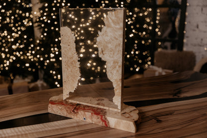 Epoxy Resin Night Light Lamp: Natural Wood Table Lamp