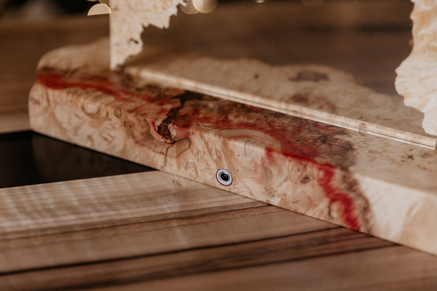 Epoxy Resin Night Light Lamp: Natural Wood Table Lamp