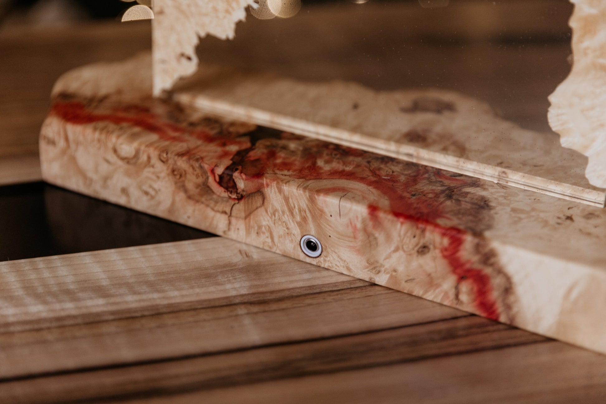 Epoxy Resin Night Light Lamp: Natural Wood Table Lamp
