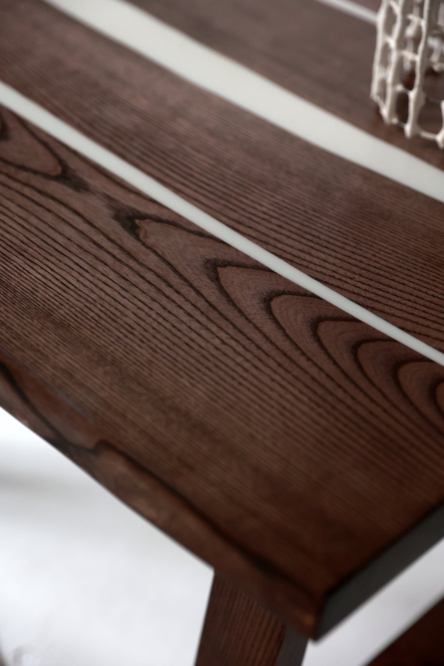 Ash Wood River Table: White Epoxy Resin, Handmade Dining Table