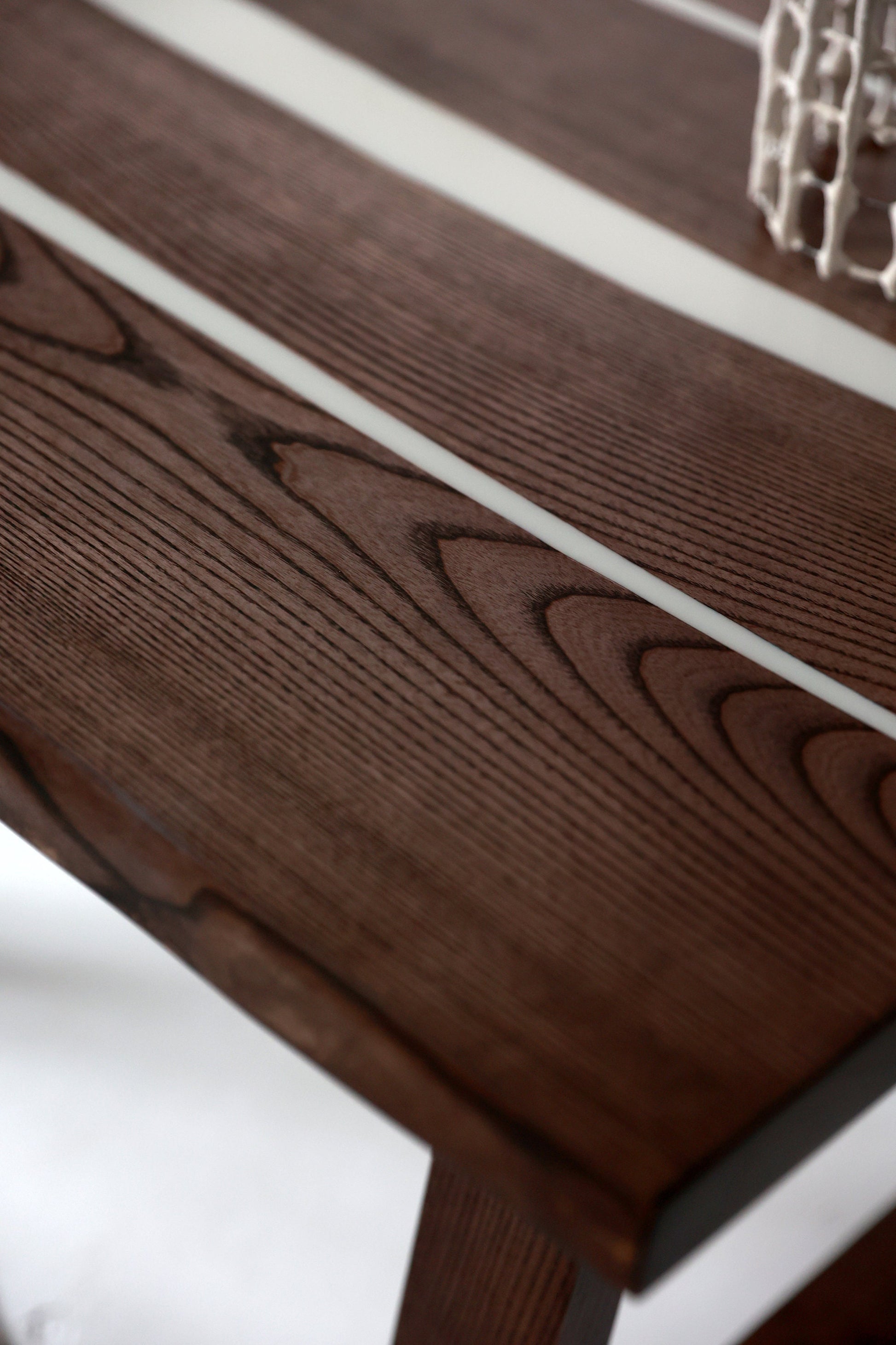 Ash Wood River Table: White Epoxy Resin, Handmade Dining Table