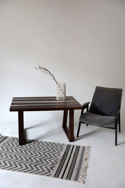 Ash Wood River Table: White Epoxy Resin, Handmade Dining Table