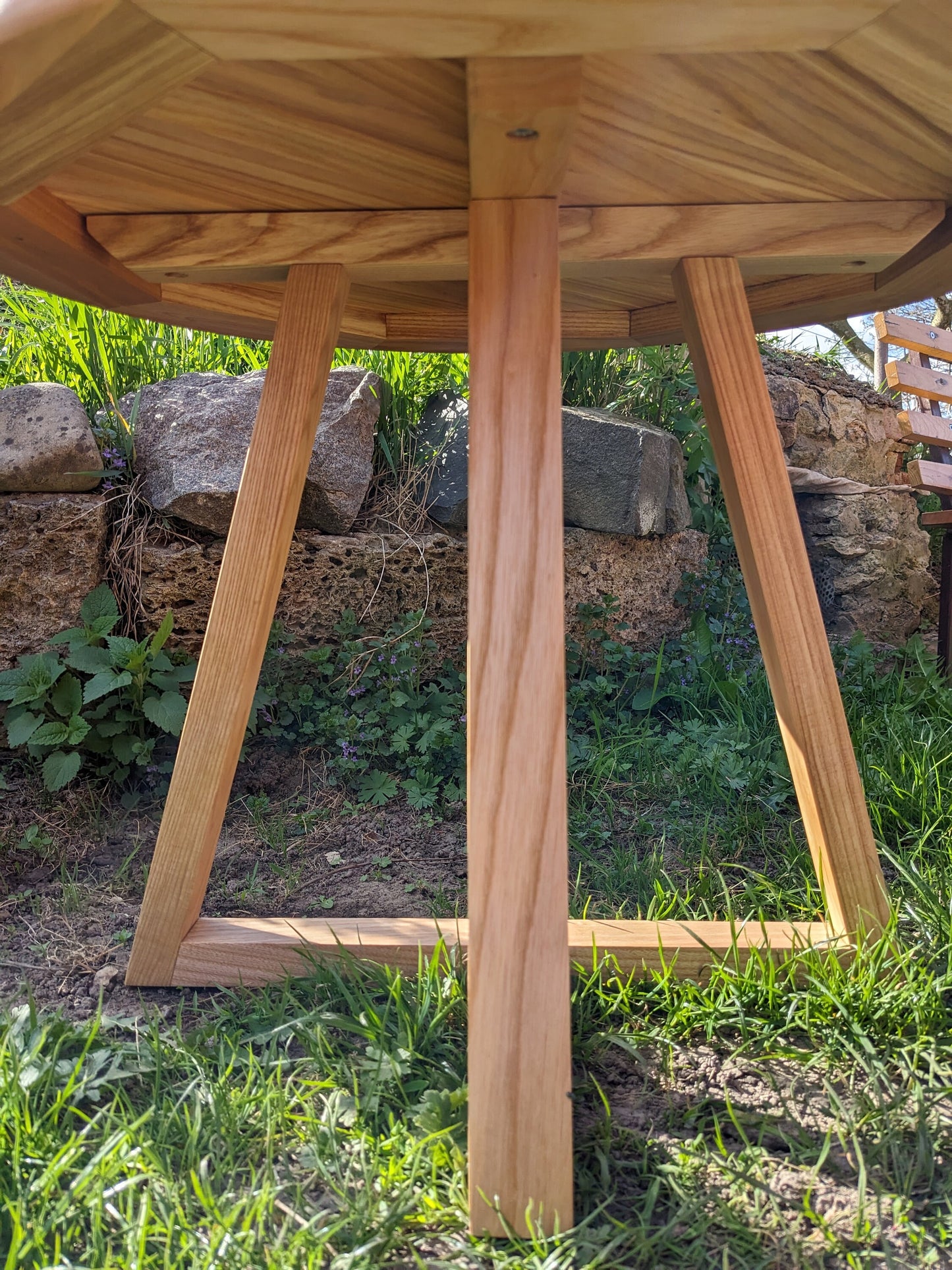 Handmade Round Epoxy Resin Table: Ocean Waves Wood Accent Table