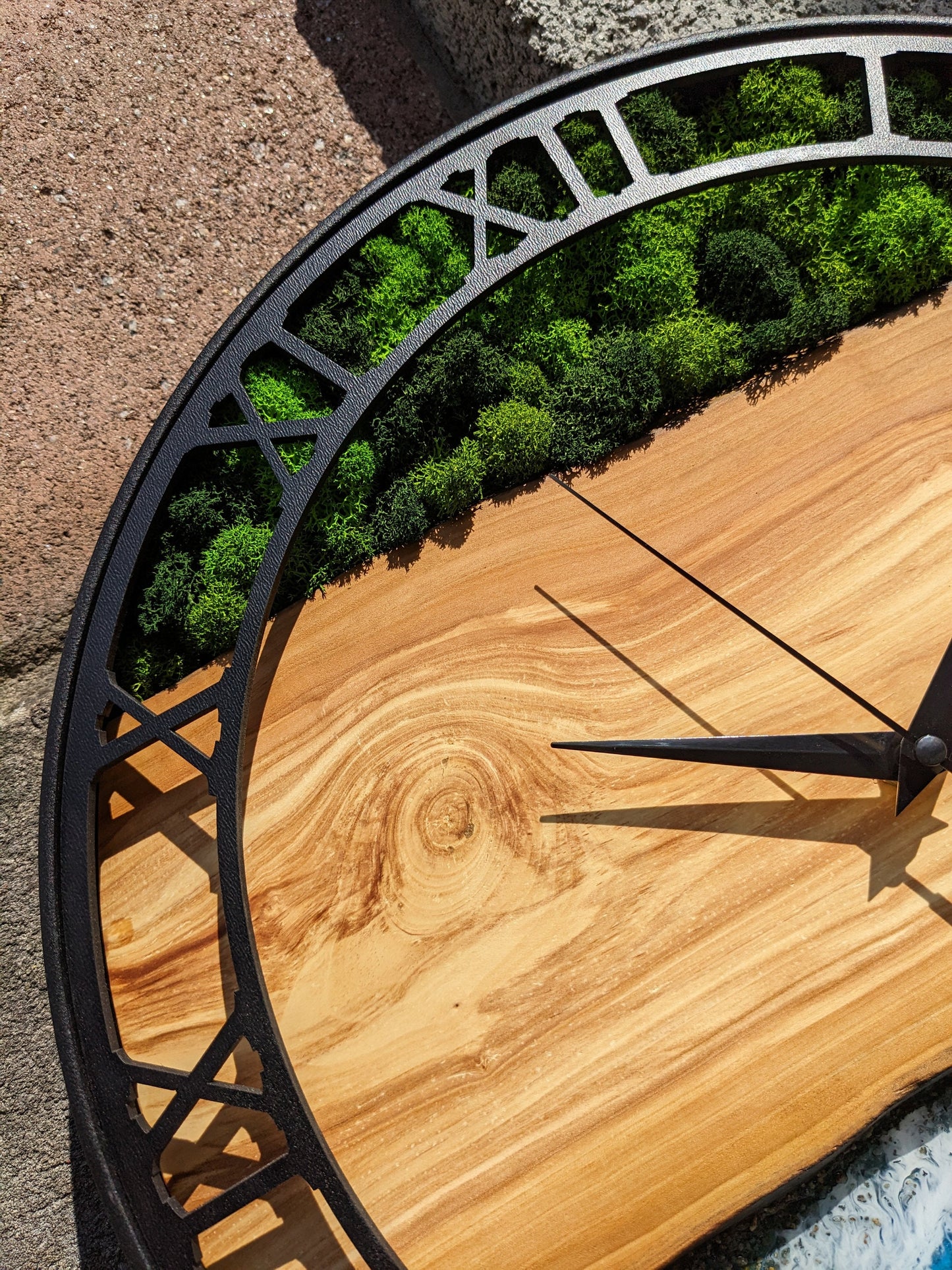 Moss & Epoxy Resin Wood Wall Clock: Scandinavian Home Decor