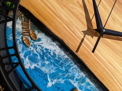 Moss & Epoxy Resin Wood Wall Clock: Scandinavian Home Decor