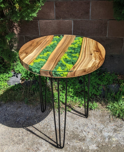 Walnut Coffee Table: Round Scandinavian Moss Table