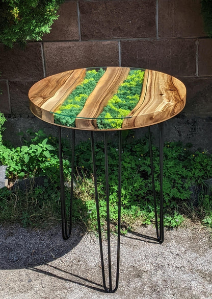 Walnut Coffee Table: Round Scandinavian Moss Table
