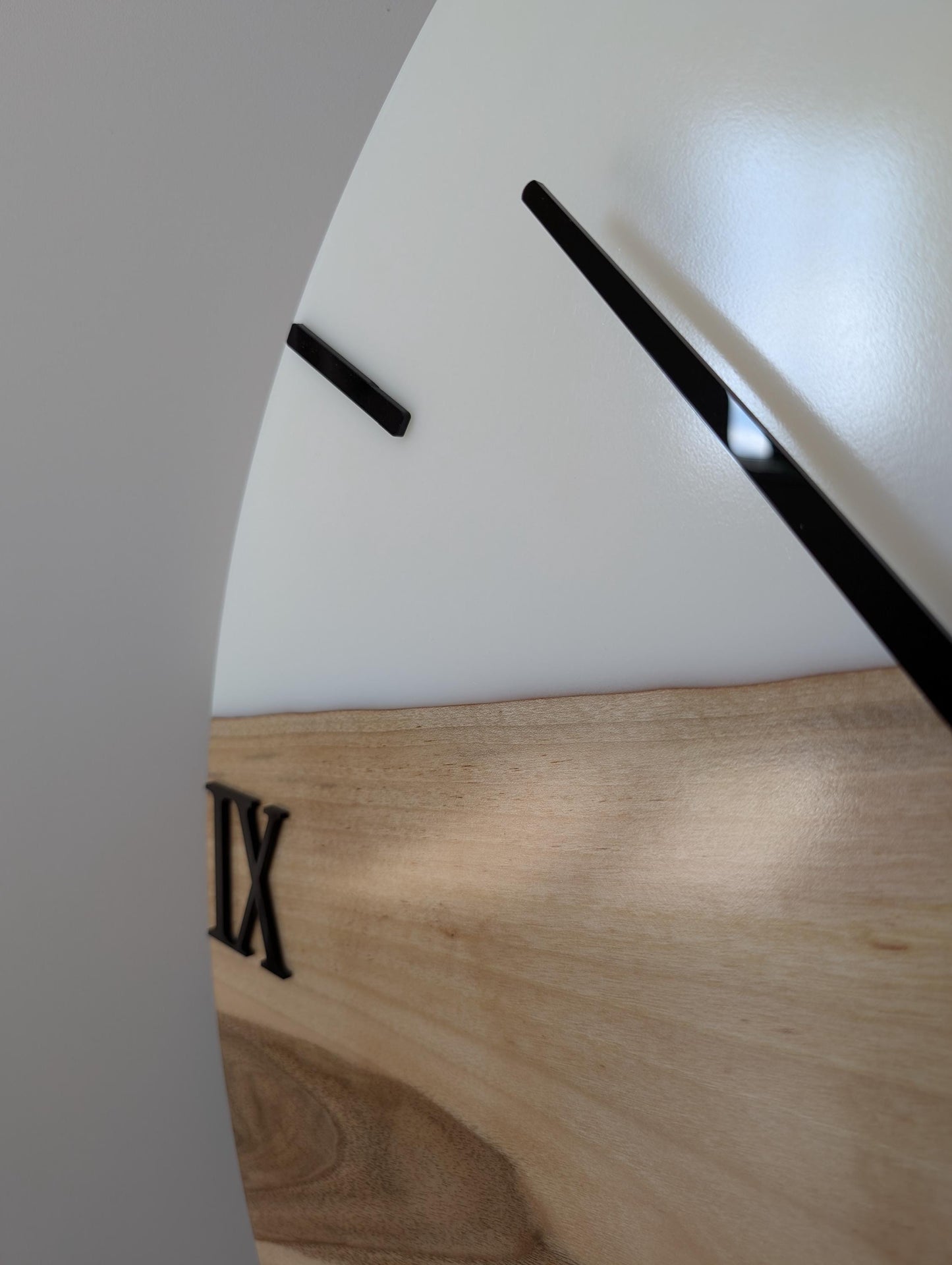 Personalized Walnut Wood Wall Clock: White Epoxy Resin, Oversized Decor