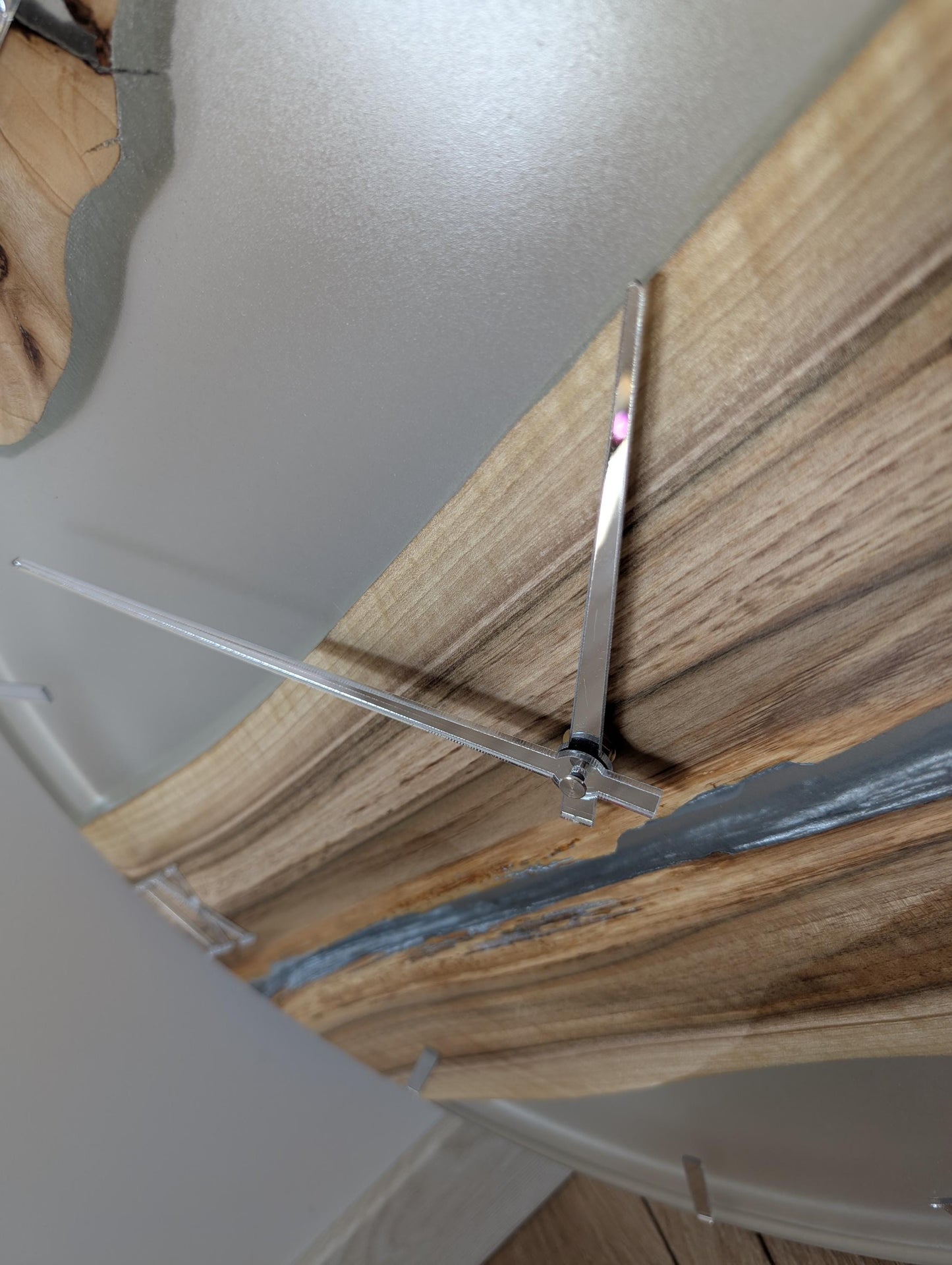 Epoxy Resin Wall Clock: Large Transparent Wood Decor