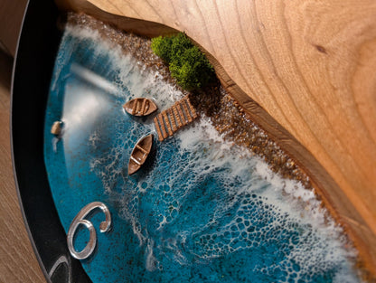 Oversized Ocean Resin Wall Clock: Handmade Coastal Home Decor