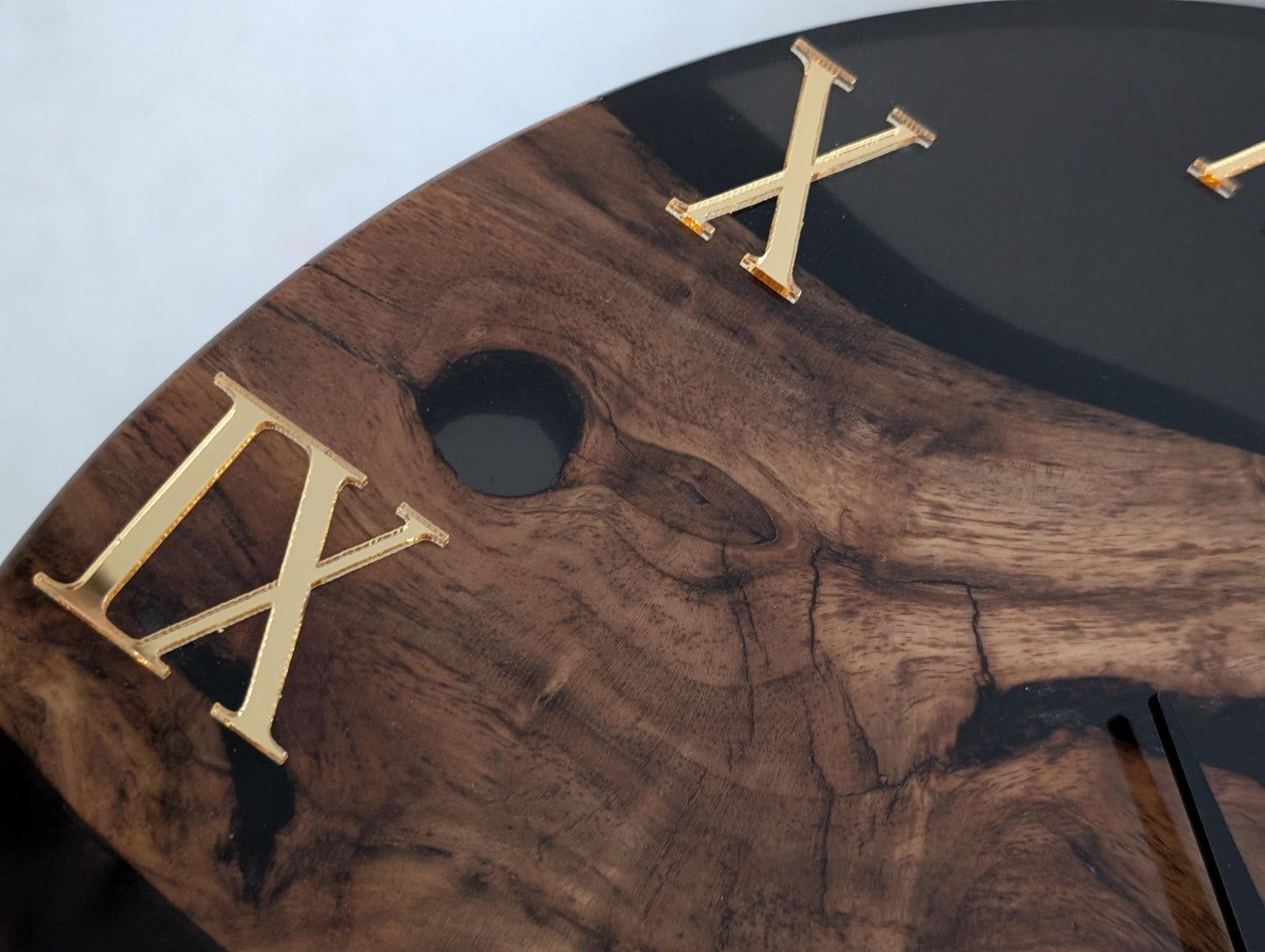 Walnut and Epoxy Resin Wall Clock | Unique Wood River Clock | Large Modern Rustic Home Decor | | Anniversary or Housewarming Gift