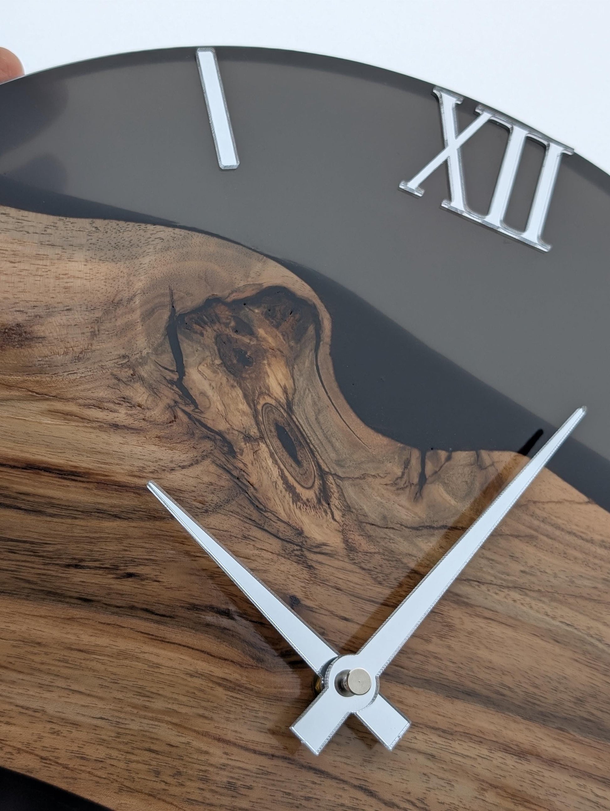 Walnut and Epoxy Resin Wall Clock | Unique Wood River Clock | Large Modern Rustic Home Decor | | Anniversary or Housewarming Gift