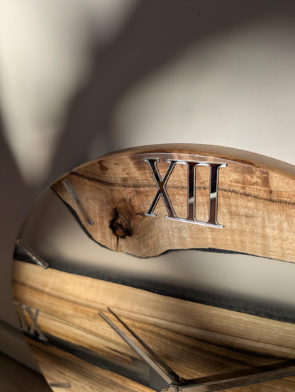 Handcrafted Walnut & Clear Epoxy Resin Wall Clock – 40 cm | Modern Wooden Wall Clock