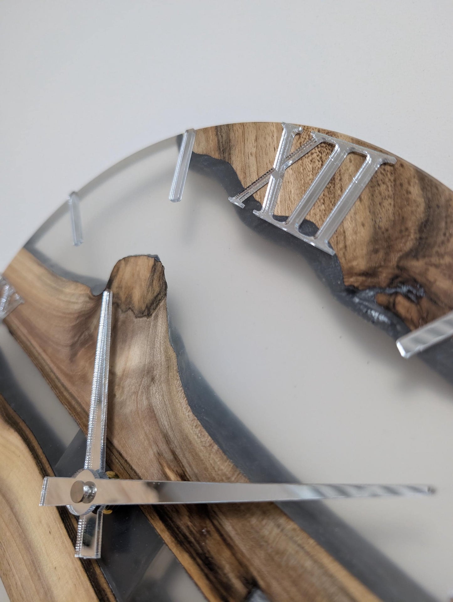 Minimalist Epoxy Resin River Clock | Live Edge Wood Wall Clock | Clear Resin and Walnut Art | Modern Home Decor Gift